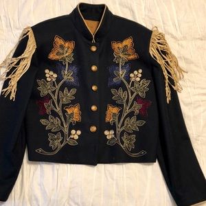 Double D Ranchwear Jacket Military Fringe Large